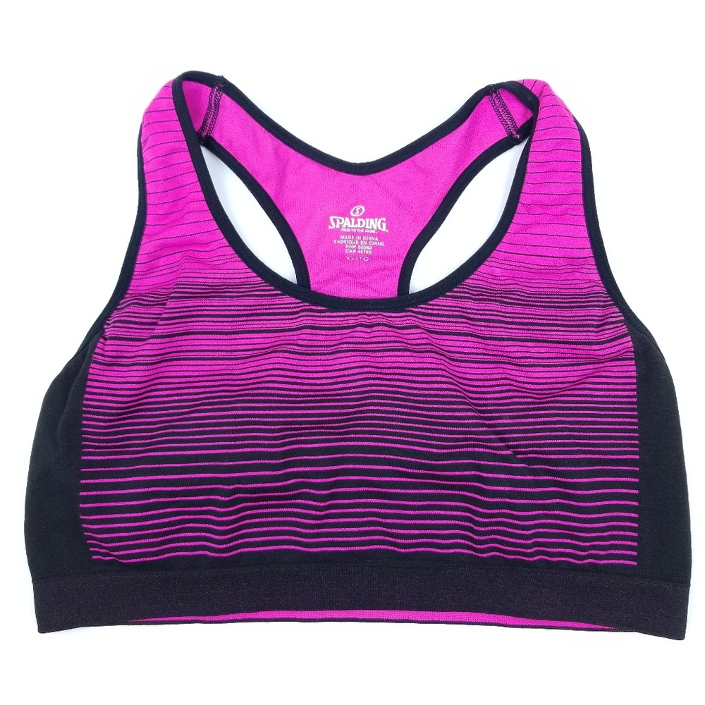 ✔Spalding Pink/Black Athletic Top Sports Bra